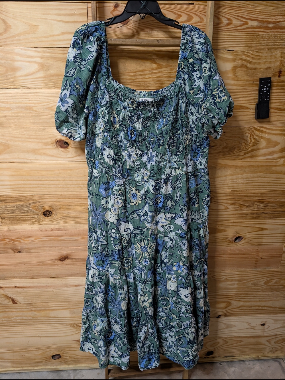 Sonoma Blue-Green Floral Square Neck Midi Dress - Picture 2 of 5